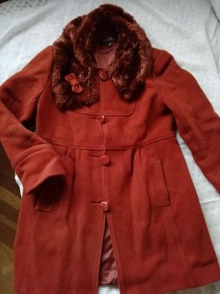 Abrigo LANA NARANJA cuello y PELO-Entallado JINYEZ