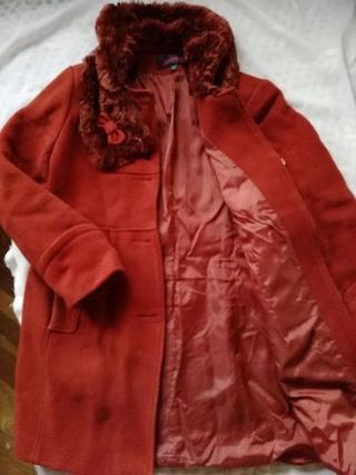 Abrigo LANA NARANJA cuello y PELO-Entallado JINYEZ
