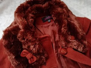 Abrigo LANA NARANJA cuello y PELO-Entallado JINYEZ