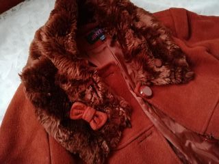 Abrigo LANA NARANJA cuello y PELO-Entallado JINYEZ