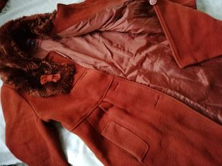 Abrigo LANA NARANJA cuello y PELO-Entallado JINYEZ