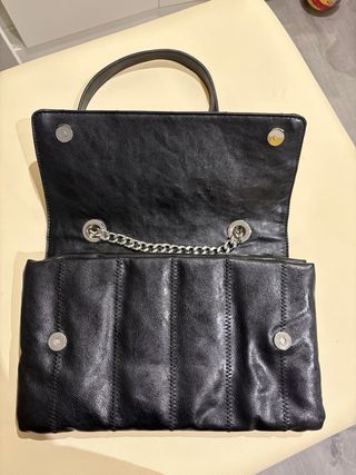 Bolso piel auténtica negro 30x20 cm