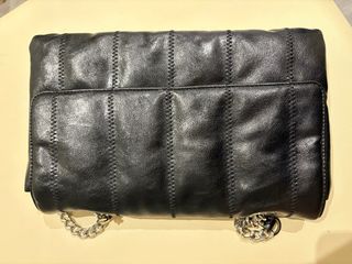 Bolso piel auténtica negro 30x20 cm