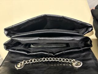 Bolso piel auténtica negro 30x20 cm