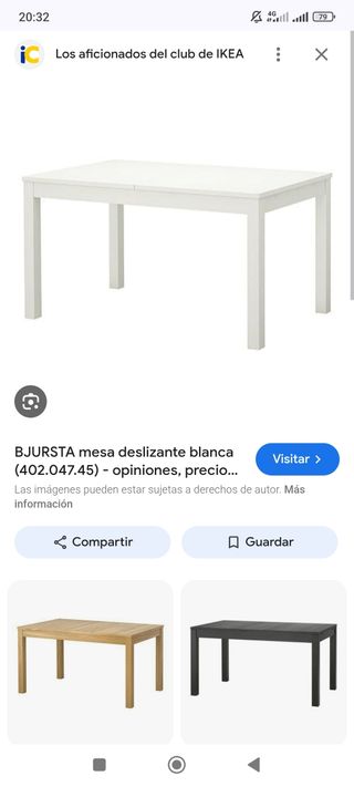 Mesa comedor extensible BJURSTA blanca