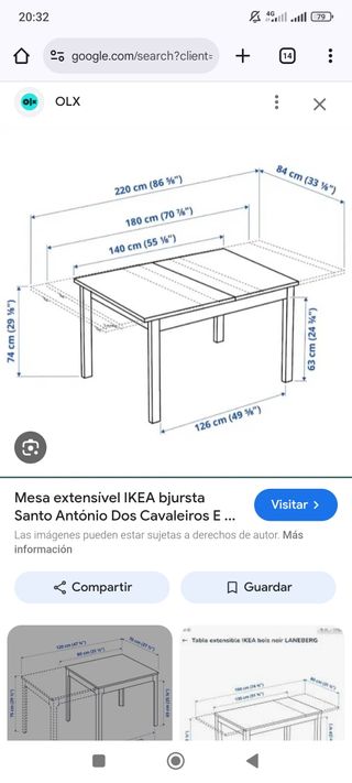 Mesa comedor extensible BJURSTA blanca