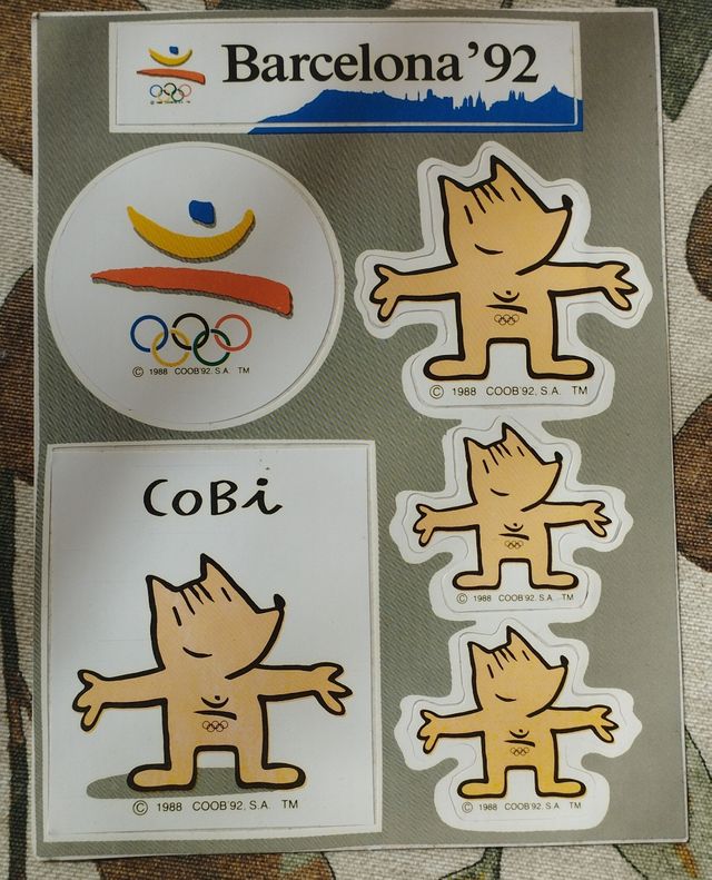 6 Adhesivos Barcelona '92 Cobi Olimpiadas