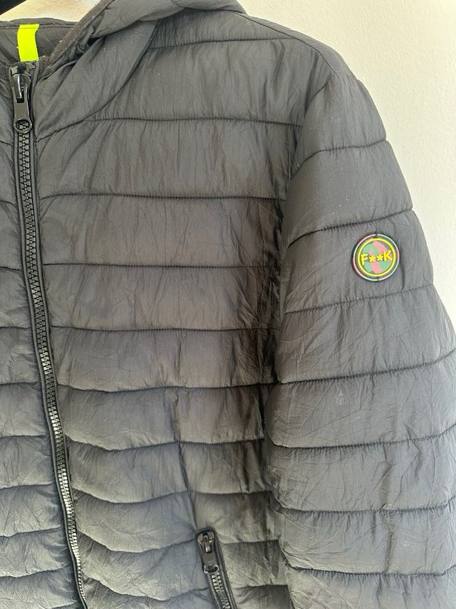 Piumino F**k nero con cappuccio