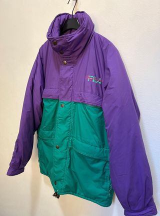 Giacca Fila Vintage Viola e Verde Unisex Taglia XL