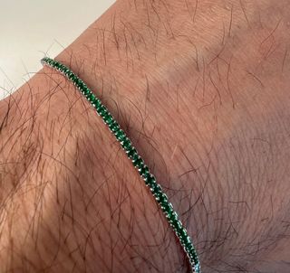 Bracciale Tennis Argento 925 Verde Foglia