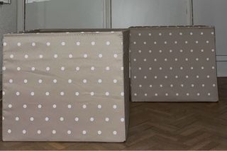 Lote 3 Cajas Organizadoras Tela Beige Lunares