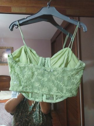 Top Corsé Encaje Verde Talla M
