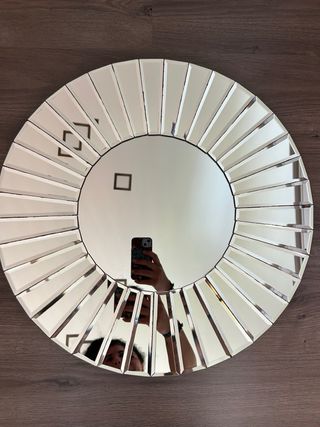 Espejo de pared redondo plateado