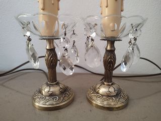 Coppia Lampade da Tavolo abat-jour vintage 