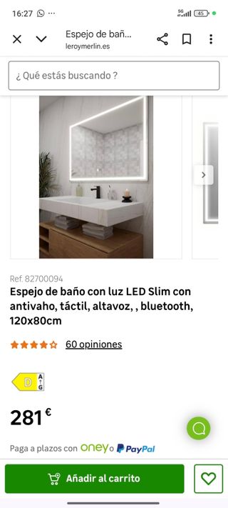 Espejo Baño LED Slim 120x80