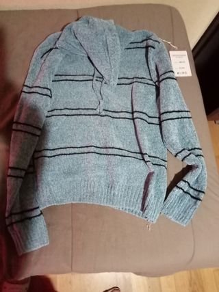 Jersey con capucha GRANSUEETEMODA azul rayas