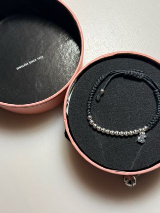 Pulsera Tous Plata 1a ley y Nylon Negra