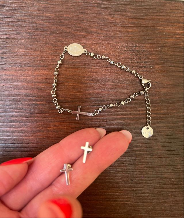 Parure Croce Orecchini e Bracciale Regolabile