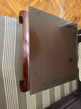 Mesa centro madera maciza cristal