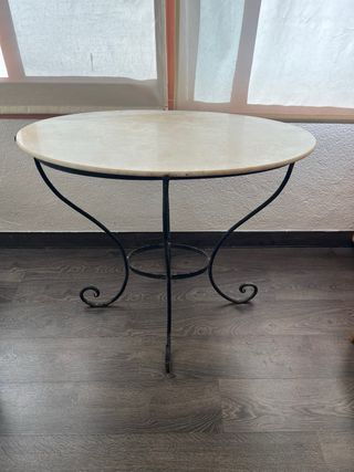 Mesa artesanal forja y mármol