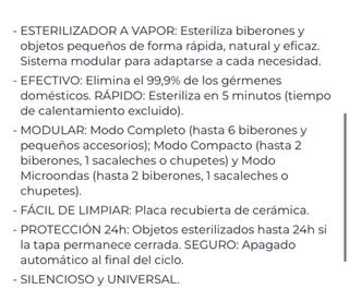 Esterilizador Chicco vapor