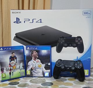 PS4 Slim 500GB + Mando + FIFA 16 y FIFA18