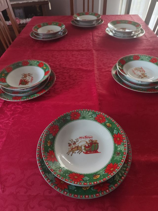 Set Servizio Piatti Ceramica 18 Pezzi Natale