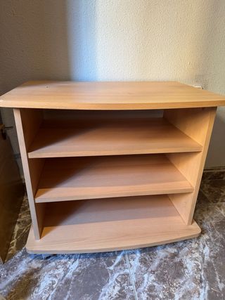 Mueble TV bajo 3 estantes madera