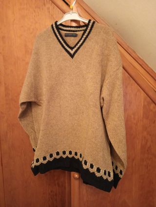 Jersey de lana Patchwork beige y negro Talla L
