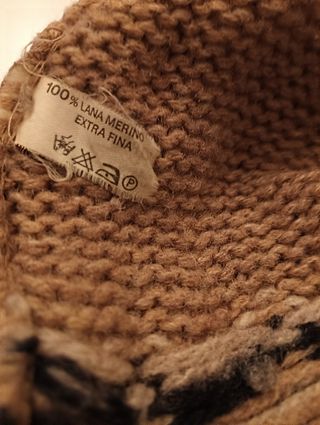 Jersey de lana Patchwork beige y negro Talla L