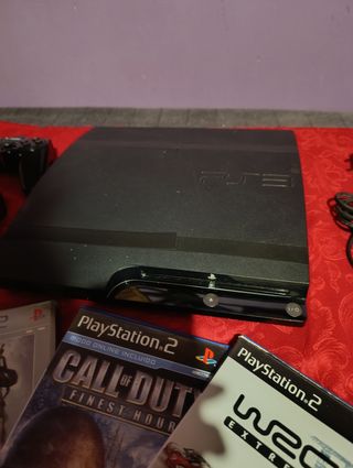 Lote PS3 + mandos + 3 juegos + memoria