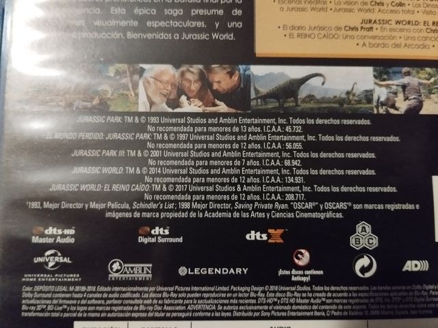 Colección Blu-ray Jurassic World 5 Películas