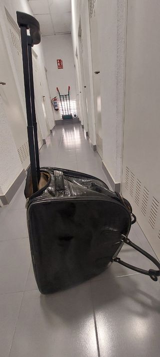 Bolsa de mano con ruedas negra