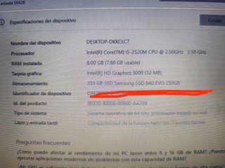 Portátil Dell Latitude E6420 Táctil