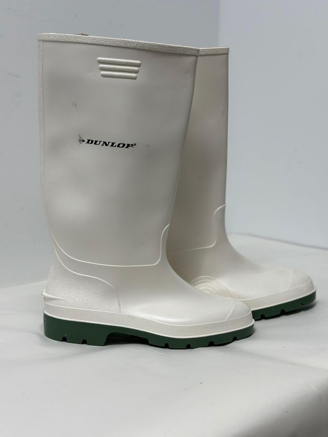 Botas de agua Dunlop blancas y verdes