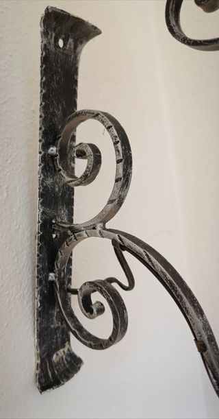 Applique Lanterna Ferro Battuto Vetro Colorato