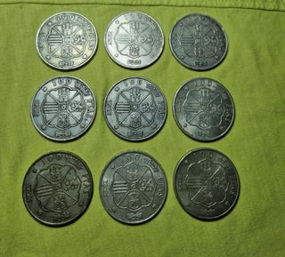 Lote 9 monedas plata Franco 