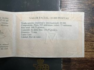 Moneda Plata 1989 España Cinquentin