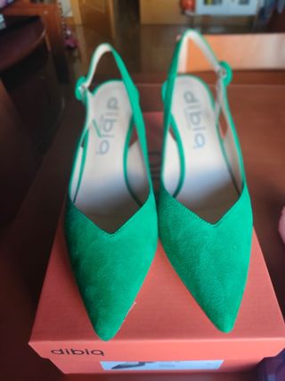 Zapatos Dibia Verdes Mujer Talla 35. Tacón 6.5
