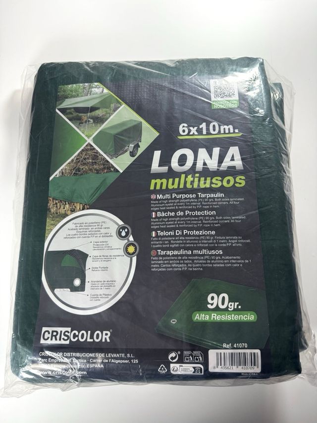 Lona impermeable 6x10m verde