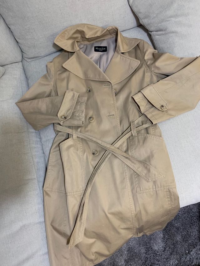Gabardina Massimo Dutti Beige Talla S mujer