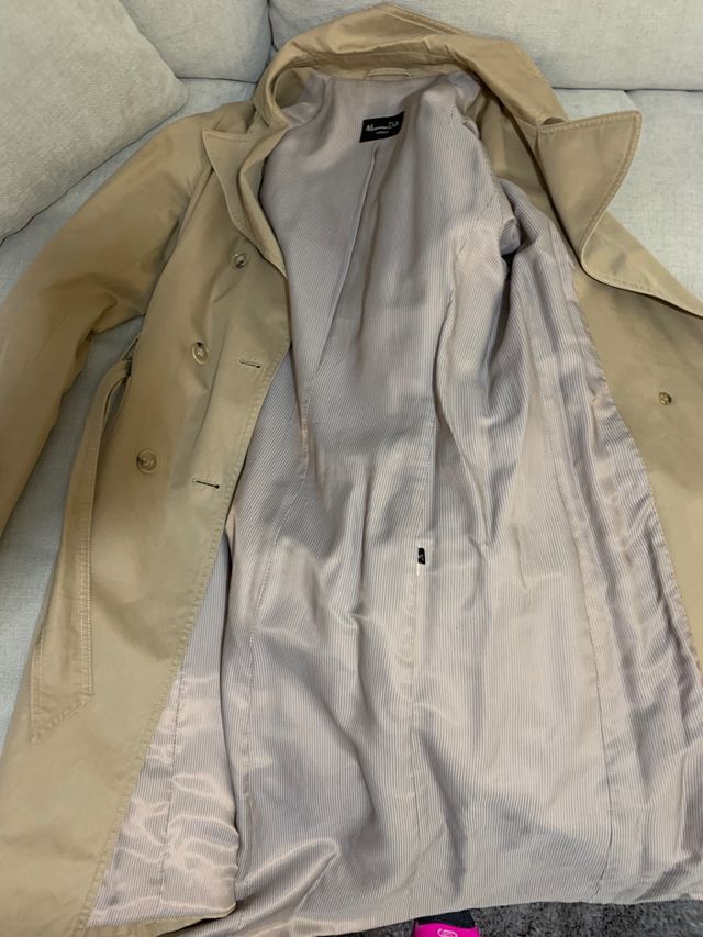 Gabardina Massimo Dutti Beige Talla S mujer
