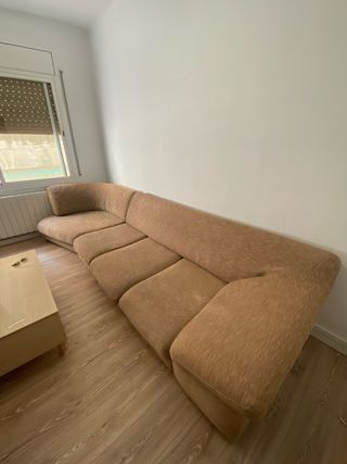 Divano in tessuto a 4 posti beige/marrone