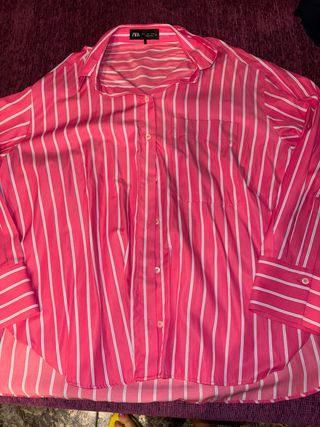 Camisa Zara Rayas Rosas y Blancas
