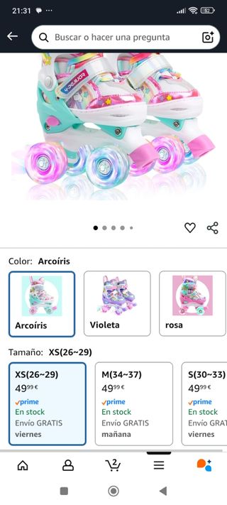 Patines 4 ruedas niña unicornio arcoíris