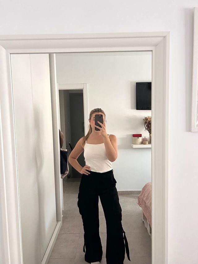 Pantalones Zara Anchos Negros Mujer