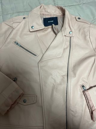Cazadora Piel Kiabi Rosa Talla M