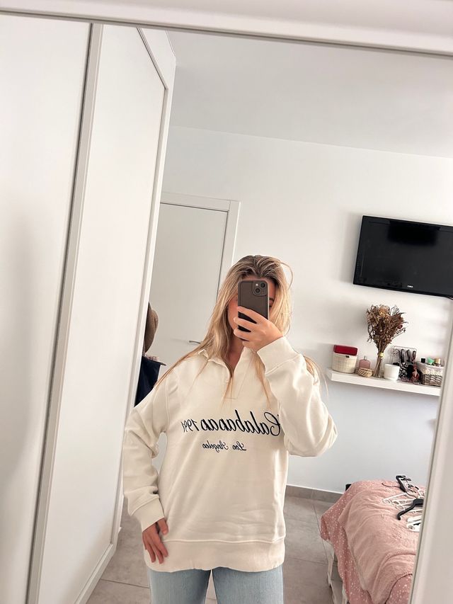 Sudadera Zara Beige Talla M