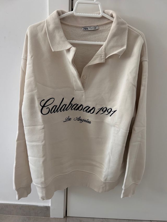 Sudadera Zara Beige Talla M