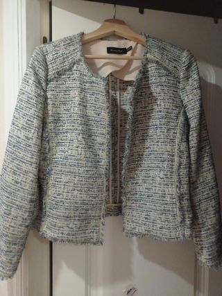 Chaqueta Massimo Dutti Mujer Beige/Azul